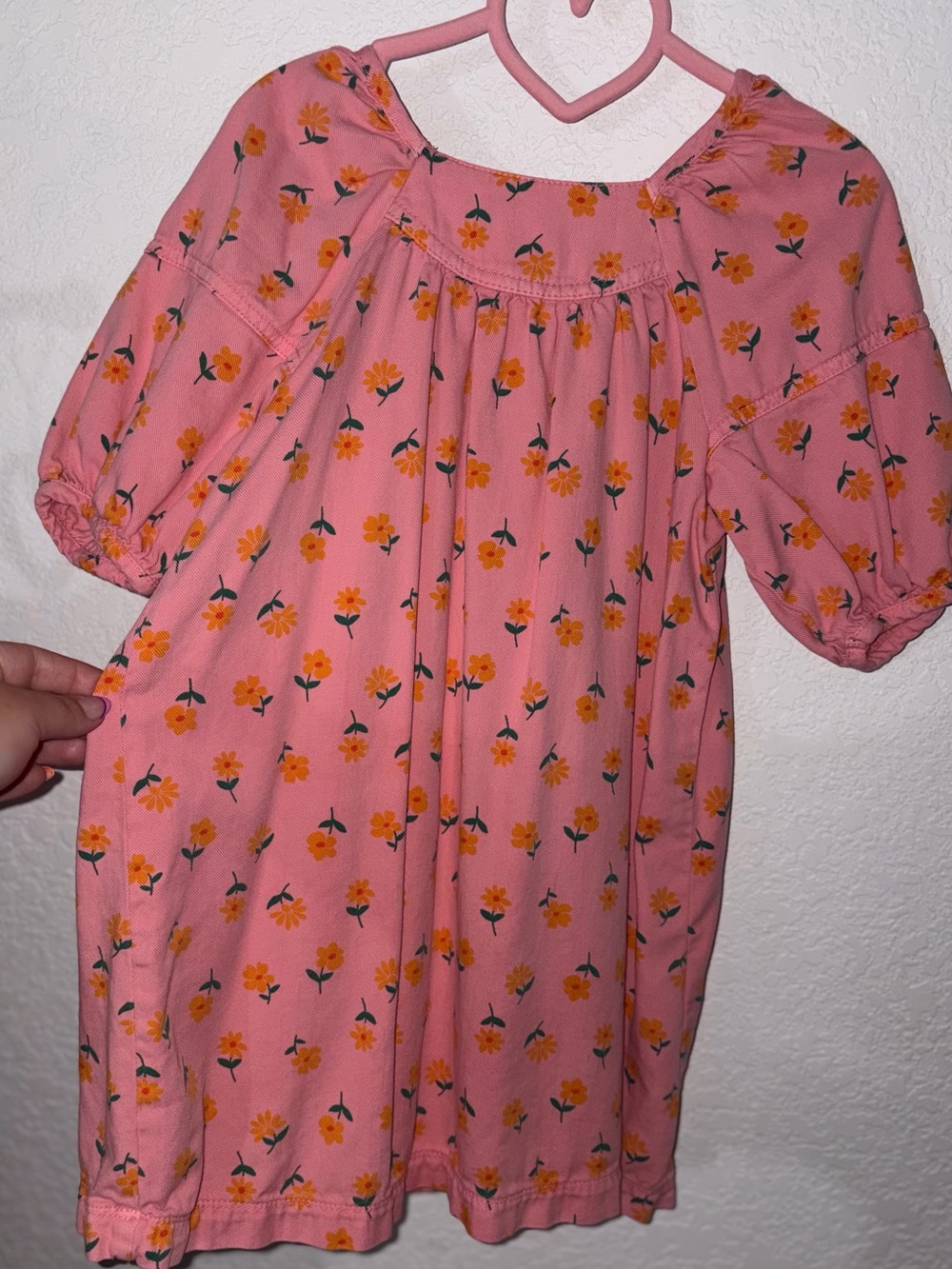 Zara Pink Floral Puff-Sleeve Dress with Orange Blossoms